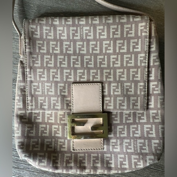 Fendi Zucchino Vitello Pink Canvas Crossbody or Shoulder Bag | Fair Condition - Picture 7 of 17
